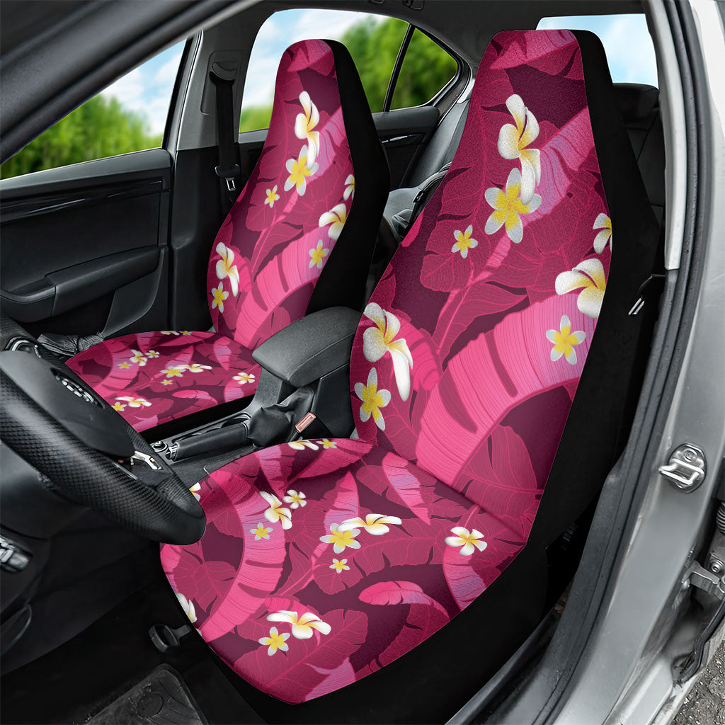 Pink Banana Leaf Hawaii Car Seat Cover Lau Maia Plumeria Tropical Summer Vibes LT14 - Polynesian Pride