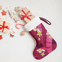 Pink Banana Leaf Hawaii Christmas Stocking Lau Maia Plumeria Tropical Summer Vibes