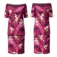 Pink Banana Leaf Hawaii Couples Matching Puletasi and Hawaiian Shirt Lau Maia Plumeria Tropical Summer Vibes LT14 - Polynesian Pride