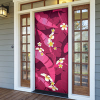 Pink Banana Leaf Hawaii Door Cover Lau Maia Plumeria Tropical Summer Vibes LT14 - Polynesian Pride