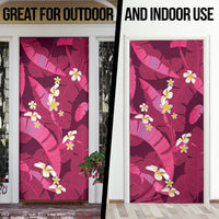 Pink Banana Leaf Hawaii Door Cover Lau Maia Plumeria Tropical Summer Vibes LT14 - Polynesian Pride
