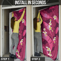 Pink Banana Leaf Hawaii Door Cover Lau Maia Plumeria Tropical Summer Vibes LT14 - Polynesian Pride
