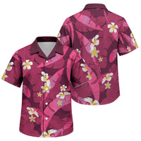 Pink Banana Leaf Hawaii Family Matching Long Sleeve Bodycon Dress and Hawaiian Shirt Lau Maia Plumeria Tropical Summer Vibes LT14 Son's Shirt Pink - Polynesian Pride
