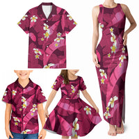 Pink Banana Leaf Hawaii Family Matching Tank Maxi Dress and Hawaiian Shirt Lau Maia Plumeria Tropical Summer Vibes LT14 - Polynesian Pride