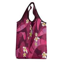 Pink Banana Leaf Hawaii Grocery Bag Lau Maia Plumeria Tropical Summer Vibes LT14 - Polynesian Pride