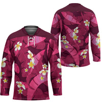 Pink Banana Leaf Hawaii Hockey Jersey Lau Maia Plumeria Tropical Summer Vibes LT14 - Polynesian Pride