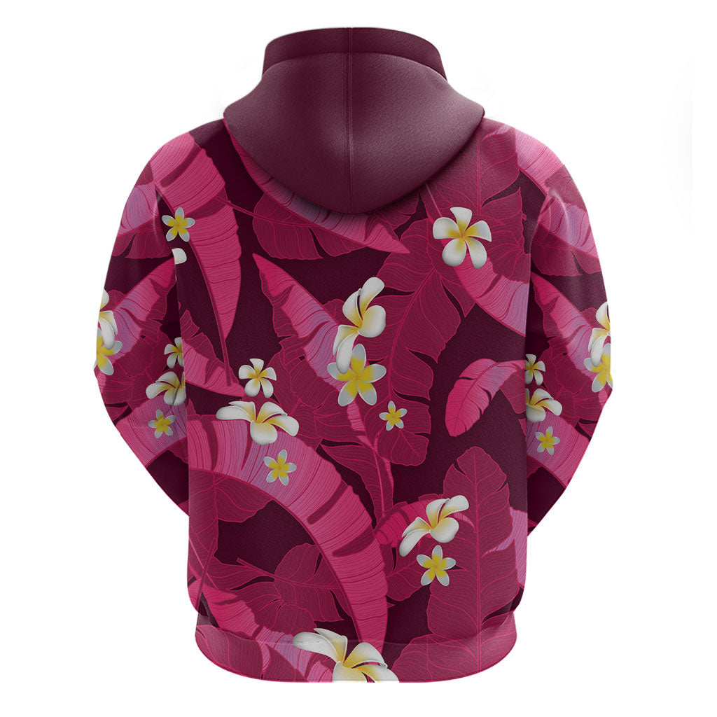 Pink Banana Leaf Hawaii Hoodie Lau Maia Plumeria Tropical Summer Vibes LT14 - Polynesian Pride