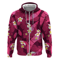 Pink Banana Leaf Hawaii Hoodie Lau Maia Plumeria Tropical Summer Vibes LT14 Zip Hoodie Pink - Polynesian Pride