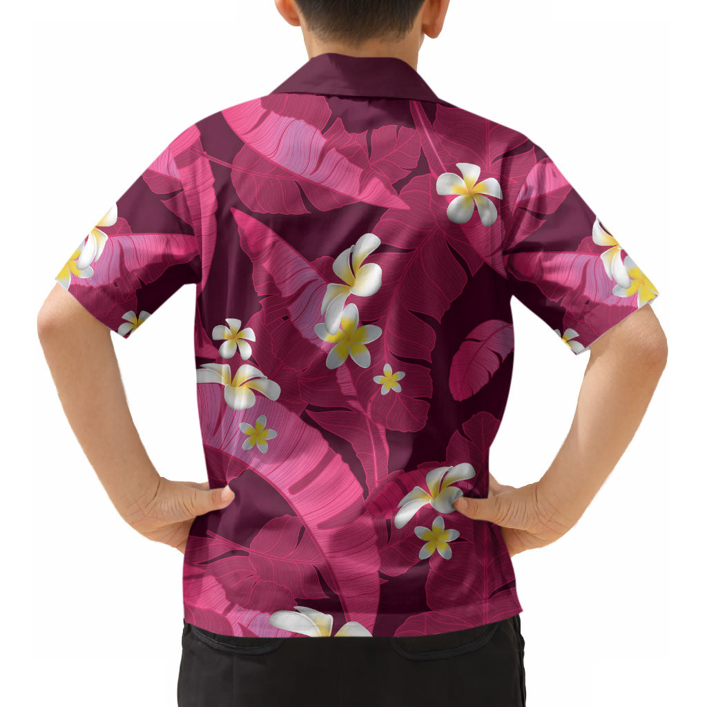 Pink Banana Leaf Hawaii Kid Hawaiian Shirt Lau Maia Plumeria Tropical Summer Vibes LT14 - Polynesian Pride