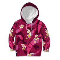 Pink Banana Leaf Hawaii Kid Hoodie Lau Maia Plumeria Tropical Summer Vibes LT14 Hoodie Pink - Polynesian Pride