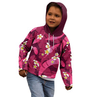 Pink Banana Leaf Hawaii Kid Hoodie Lau Maia Plumeria Tropical Summer Vibes LT14 - Polynesian Pride