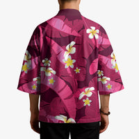 Pink Banana Leaf Hawaii Kimono Lau Maia Plumeria Tropical Summer Vibes LT14 - Polynesian Pride