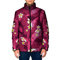 Pink Banana Leaf Hawaii Padded Jacket Lau Maia Plumeria Tropical Summer Vibes LT14 Men Pink - Polynesian Pride