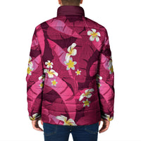 Pink Banana Leaf Hawaii Padded Jacket Lau Maia Plumeria Tropical Summer Vibes LT14 - Polynesian Pride