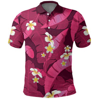 Pink Banana Leaf Hawaii Polo Shirt Lau Maia Plumeria Tropical Summer Vibes LT14 Pink - Polynesian Pride