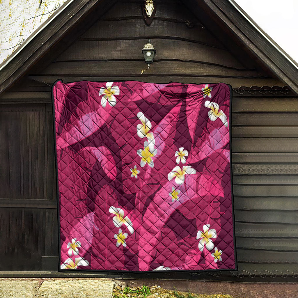 Pink Banana Leaf Hawaii Quilt Lau Maia Plumeria Tropical Summer Vibes LT14 - Polynesian Pride