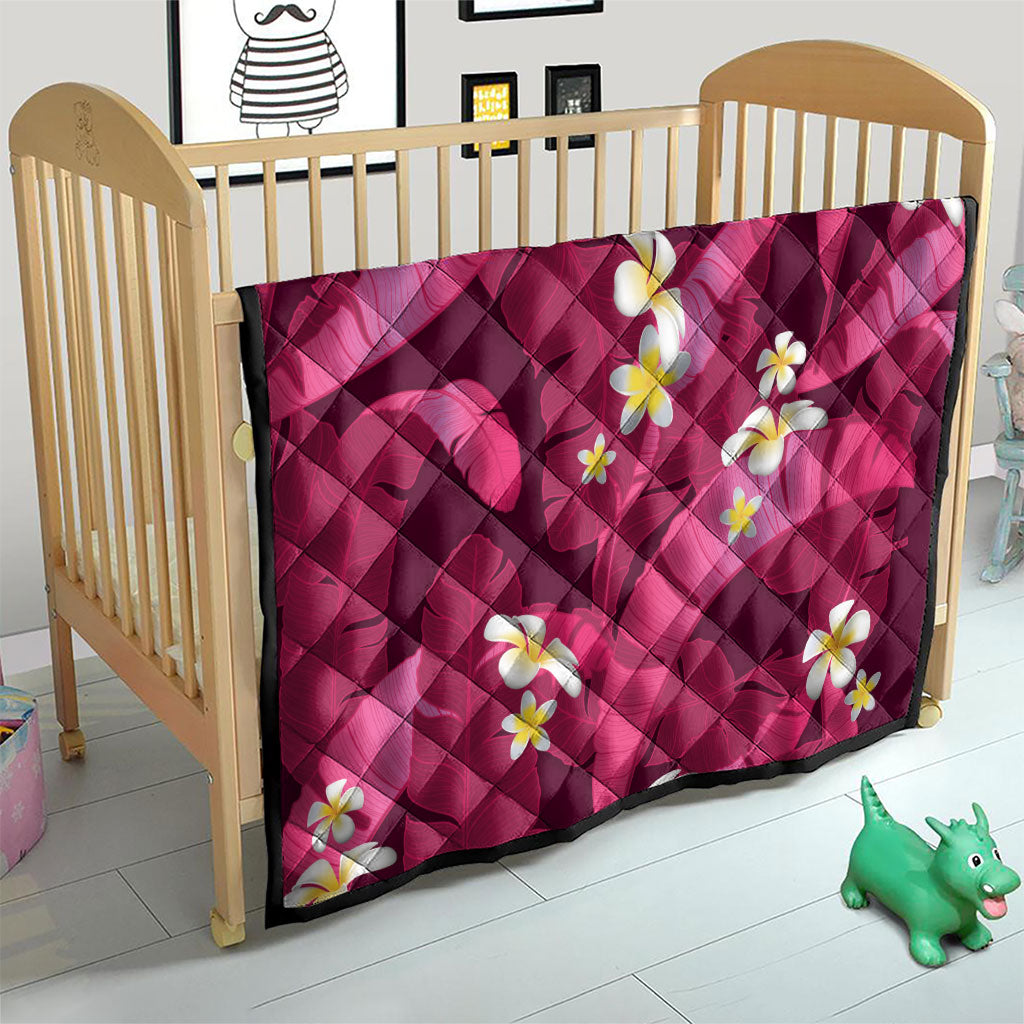 Pink Banana Leaf Hawaii Quilt Lau Maia Plumeria Tropical Summer Vibes LT14 - Polynesian Pride