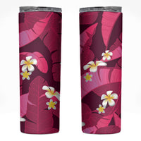 Pink Banana Leaf Hawaii Skinny Tumbler Lau Maia Plumeria Tropical Summer Vibes LT14 Pink - Polynesian Pride