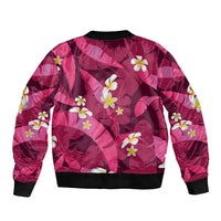 Pink Banana Leaf Hawaii Sleeve Zip Bomber Jacket Lau Maia Plumeria Tropical Summer Vibes LT14 - Polynesian Pride