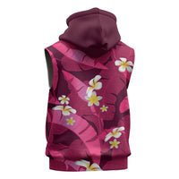 Pink Banana Leaf Hawaii Sleeveless Zip Hoodie Lau Maia Plumeria Tropical Summer Vibes LT14 - Polynesian Pride