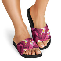 Pink Banana Leaf Hawaii Slide Sandals Lau Maia Plumeria Tropical Summer Vibes LT14 - Polynesian Pride