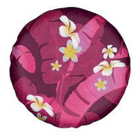 Pink Banana Leaf Hawaii Spare Tire Cover Lau Maia Plumeria Tropical Summer Vibes LT14 - Polynesian Pride