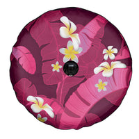 Pink Banana Leaf Hawaii Spare Tire Cover Lau Maia Plumeria Tropical Summer Vibes LT14 - Polynesian Pride