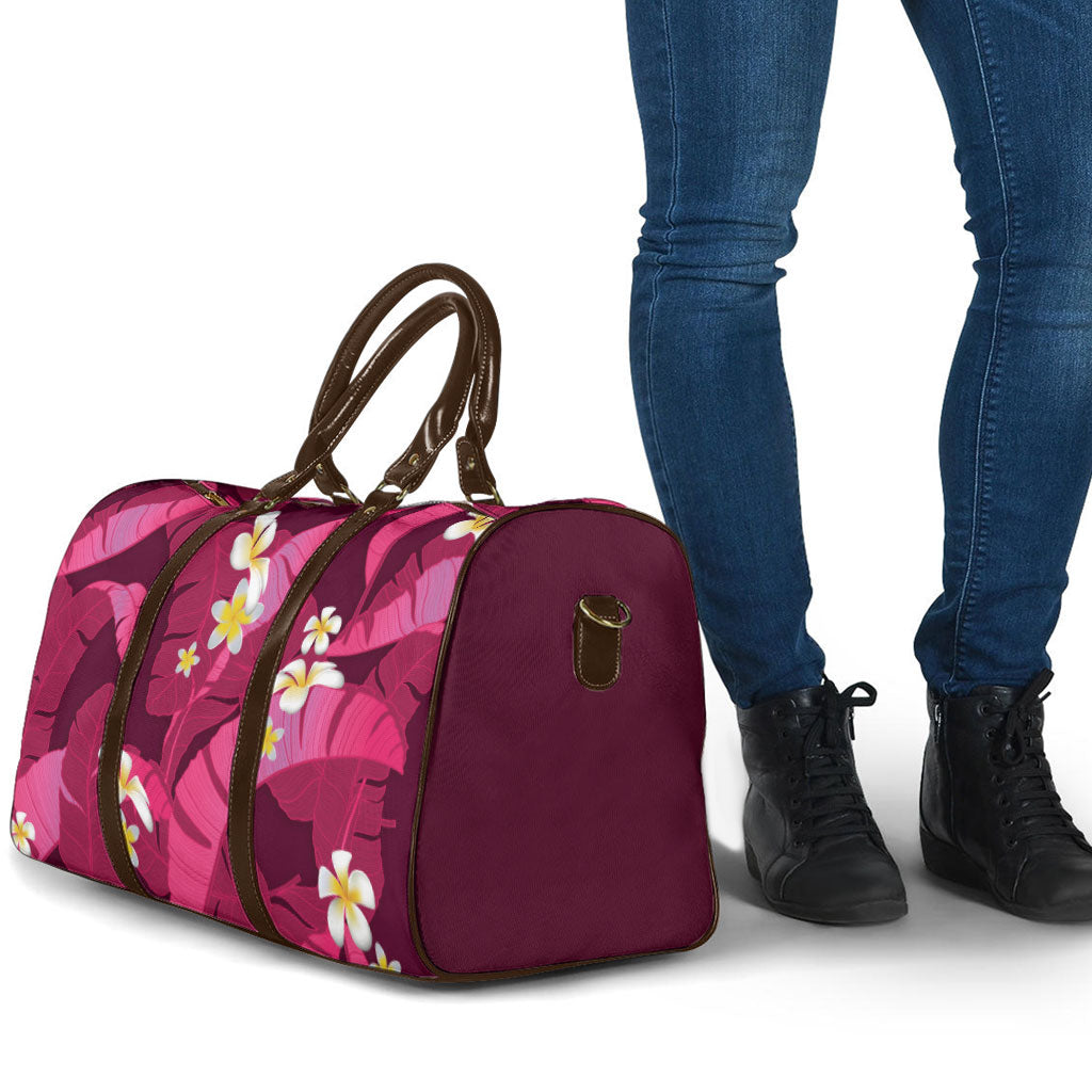 Pink Banana Leaf Hawaii Travel Bag Lau Maia Plumeria Tropical Summer Vibes LT14 - Polynesian Pride