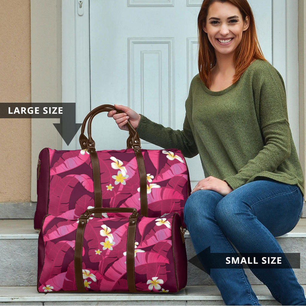 Pink Banana Leaf Hawaii Travel Bag Lau Maia Plumeria Tropical Summer Vibes LT14 - Polynesian Pride