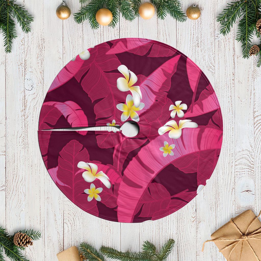Pink Banana Leaf Hawaii Tree Skirt Lau Maia Plumeria Tropical Summer Vibes