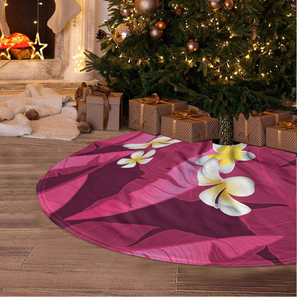 Pink Banana Leaf Hawaii Tree Skirt Lau Maia Plumeria Tropical Summer Vibes