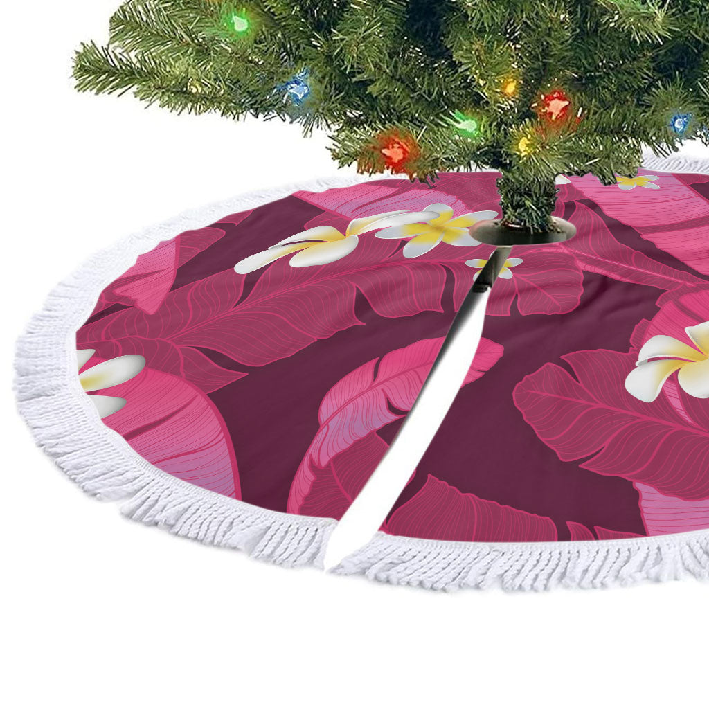 Pink Banana Leaf Hawaii Tree Skirt Lau Maia Plumeria Tropical Summer Vibes