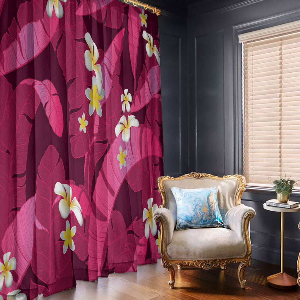 Pink Banana Leaf Hawaii Window Curtain Lau Maia Plumeria Tropical Summer Vibes LT14 - Polynesian Pride