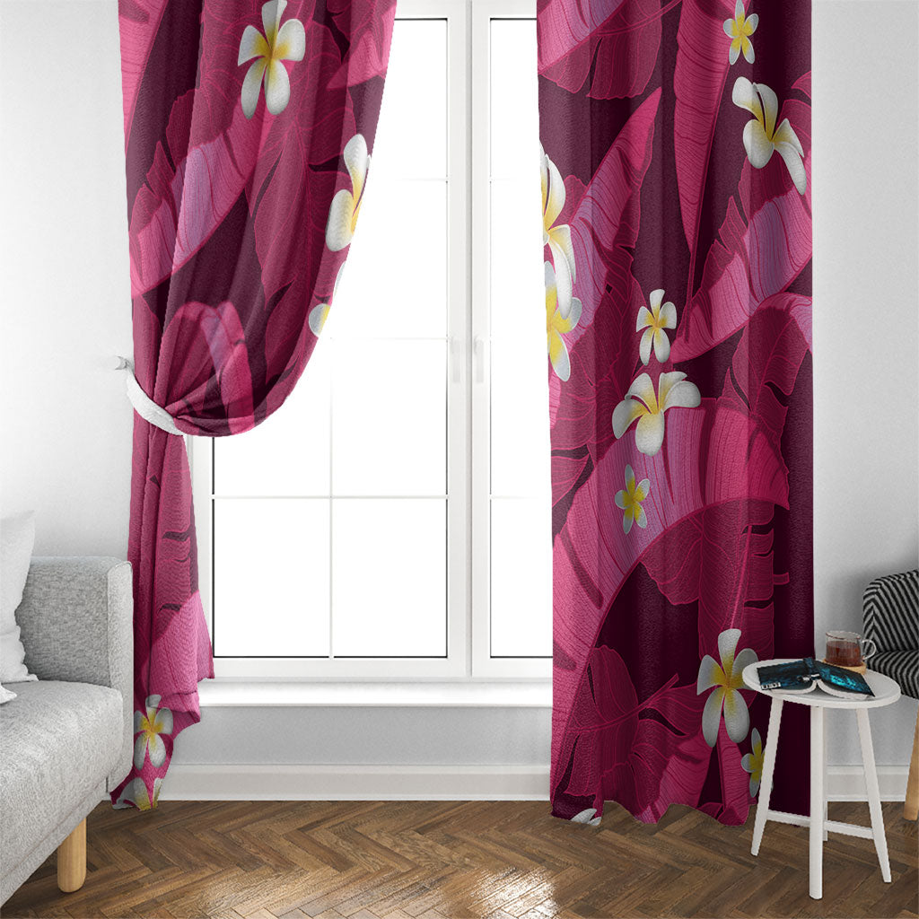 Pink Banana Leaf Hawaii Window Curtain Lau Maia Plumeria Tropical Summer Vibes LT14 - Polynesian Pride