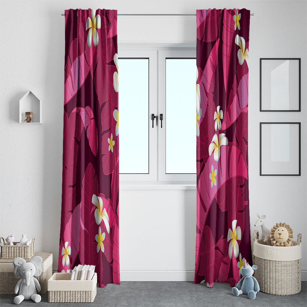 Pink Banana Leaf Hawaii Window Curtain Lau Maia Plumeria Tropical Summer Vibes LT14 - Polynesian Pride