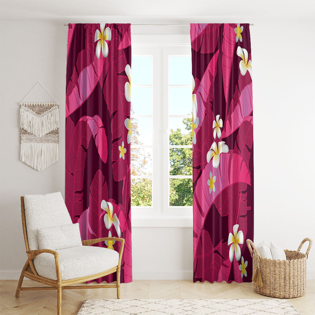 Pink Banana Leaf Hawaii Window Curtain Lau Maia Plumeria Tropical Summer Vibes LT14 - Polynesian Pride