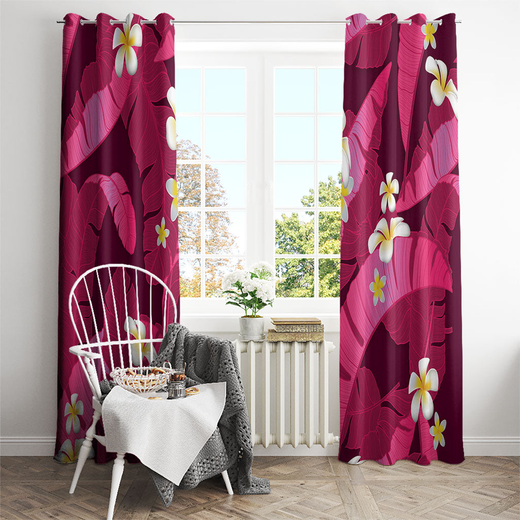 Pink Banana Leaf Hawaii Window Curtain Lau Maia Plumeria Tropical Summer Vibes LT14 - Polynesian Pride