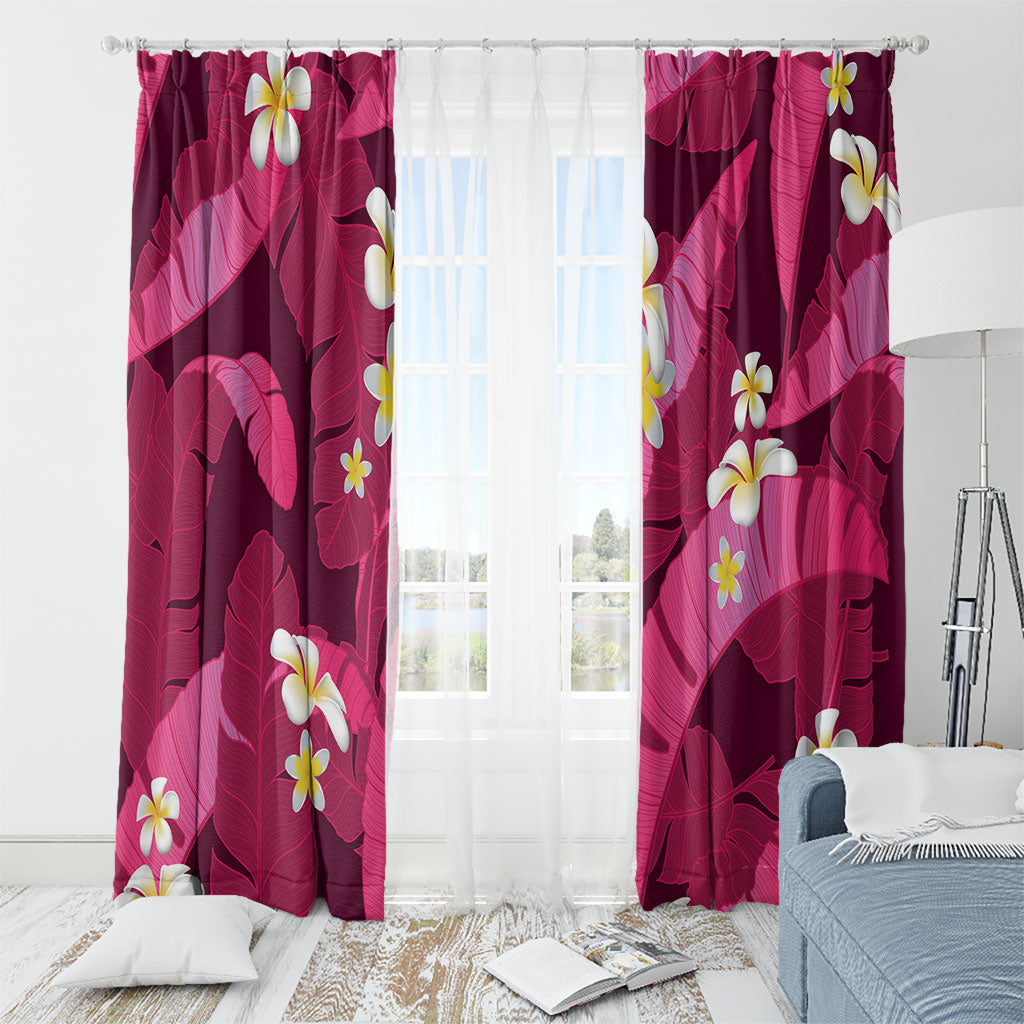 Pink Banana Leaf Hawaii Window Curtain Lau Maia Plumeria Tropical Summer Vibes LT14 - Polynesian Pride