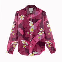 Pink Banana Leaf Hawaii Women Casual Shirt Lau Maia Plumeria Tropical Summer Vibes LT14 - Polynesian Pride