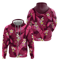 Pink Banana Leaf Hawaii Zip Hoodie Lau Maia Plumeria Tropical Summer Vibes LT14 - Polynesian Pride