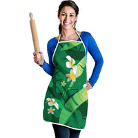 Green Banana Leaf Hawaii Apron Lau Maia Plumeria Tropical Summer Vibes LT14 - Polynesian Pride