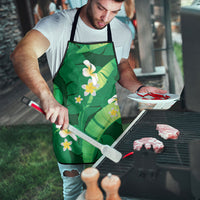 Green Banana Leaf Hawaii Apron Lau Maia Plumeria Tropical Summer Vibes LT14 - Polynesian Pride
