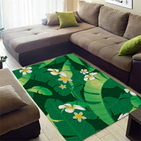Green Banana Leaf Hawaii Area Rug Lau Maia Plumeria Tropical Summer Vibes LT14 - Polynesian Pride