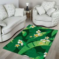 Green Banana Leaf Hawaii Area Rug Lau Maia Plumeria Tropical Summer Vibes LT14 - Polynesian Pride