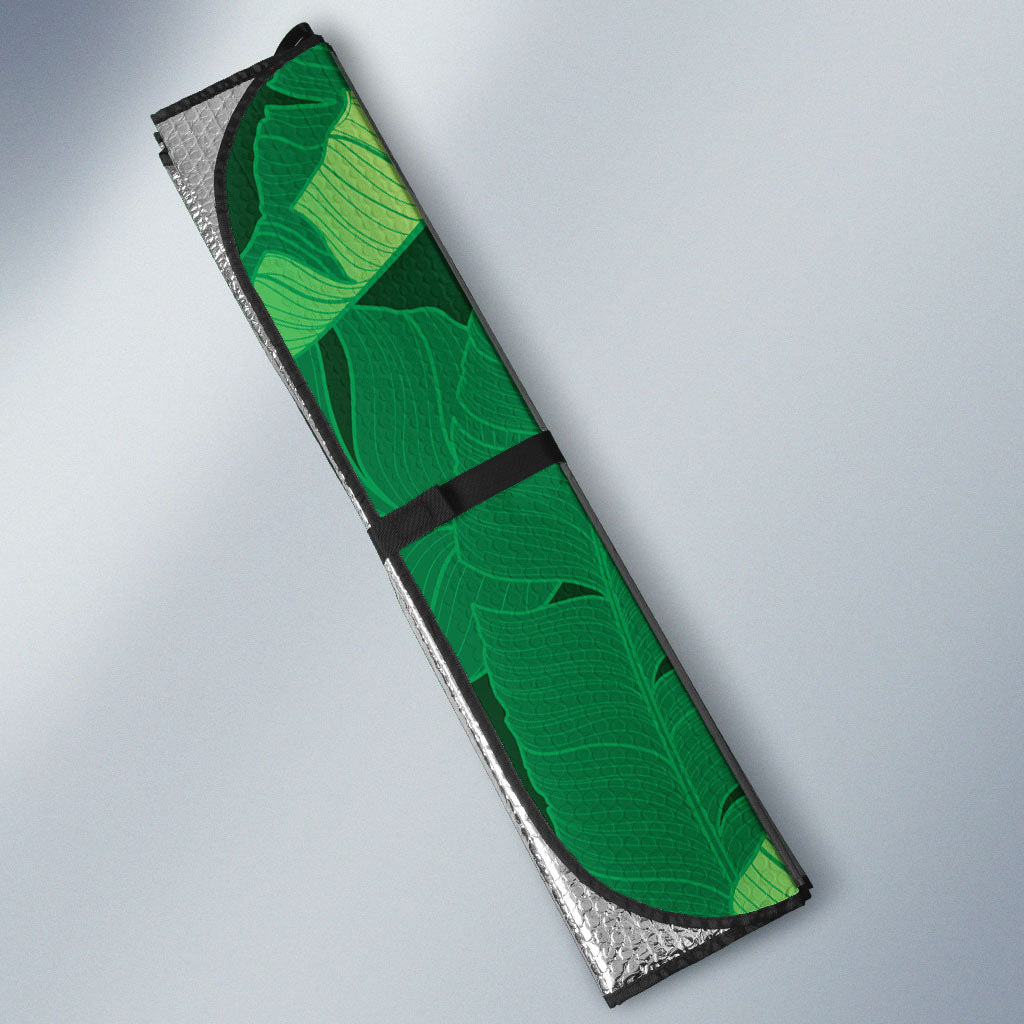 Green Banana Leaf Hawaii Auto Sun Shade Lau Maia Plumeria Tropical Summer Vibes LT14 - Polynesian Pride