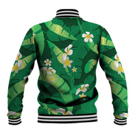 Green Banana Leaf Hawaii Baseball Jacket Lau Maia Plumeria Tropical Summer Vibes LT14 - Polynesian Pride