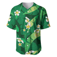 Green Banana Leaf Hawaii Baseball Jersey Lau Maia Plumeria Tropical Summer Vibes LT14 Green - Polynesian Pride