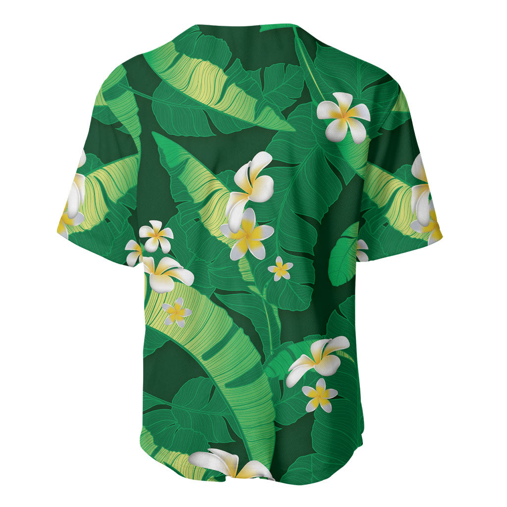 Green Banana Leaf Hawaii Baseball Jersey Lau Maia Plumeria Tropical Summer Vibes LT14 - Polynesian Pride
