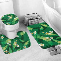 Green Banana Leaf Hawaii Bathroom Set Lau Maia Plumeria Tropical Summer Vibes LT14 Mat Set Only (3 pcs) One Size Green - Polynesian Pride