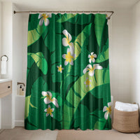 Green Banana Leaf Hawaii Bathroom Set Lau Maia Plumeria Tropical Summer Vibes LT14 Shower Curtain Only Green - Polynesian Pride